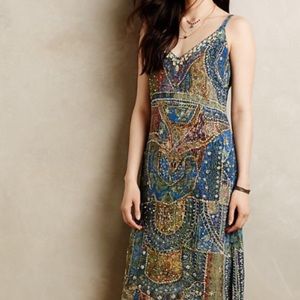 Anthropologie Leifsdottir blue silk dress